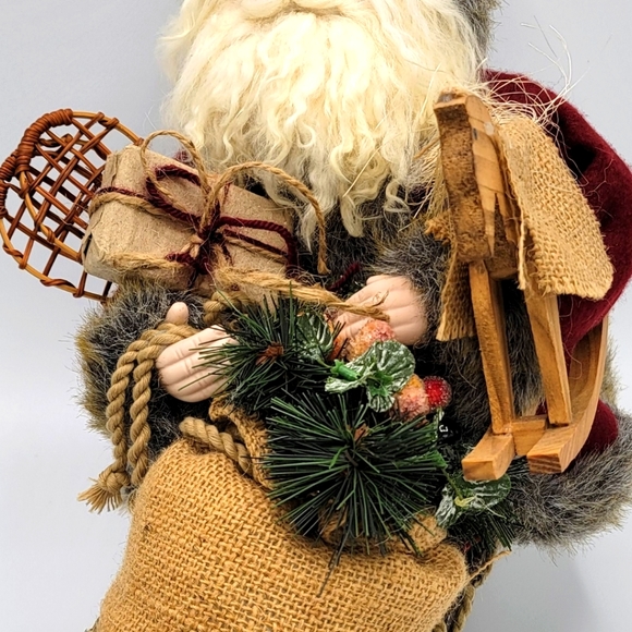 Vintage Santa Claus Figurine Riding In a Rustic Canoe w/ Presents - Picture 6 of 14